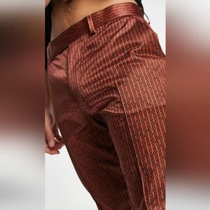 ASOS Design slim retro striped pant in rust/ size 31Wx30L